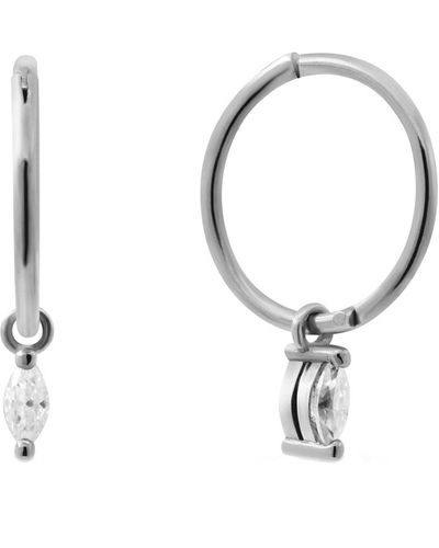 Lee Renee Moissanite Clicker Hoop Earrings - Metallic