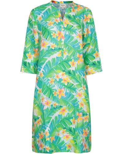 NoLoGo-chic Printed Linen Tunic Dress Honolulu - Green