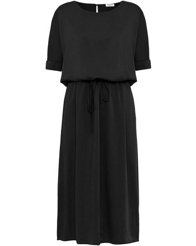 anou anou Elegant Satin Dress With Gathered Detailing In - Black