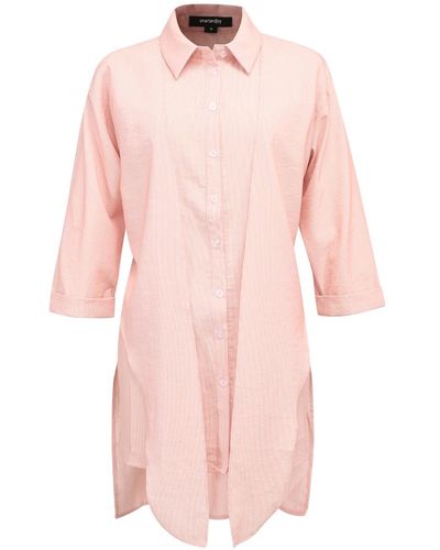 Smart and Joy Long Shirt With Knotted Panels In Front - Pink