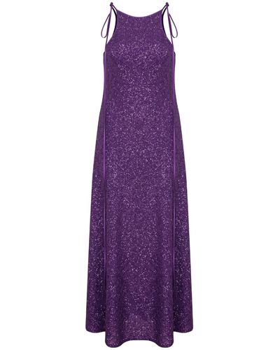 NAZLI CEREN Addie Sequin Long Dress In Sparkling Grape - Purple