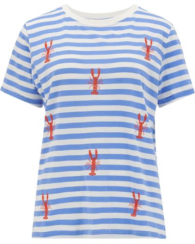 Sugarhill maggie T-shirt Off-white/blue, Lobster Embroidery