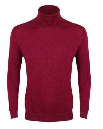 DAVID WEJ Dixon Light Wool Turtleneck Sweater – Plum - Red