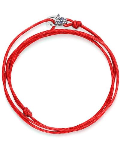 Nialaya Wrap-around String Bracelet With Sterling Silver Lock - Red