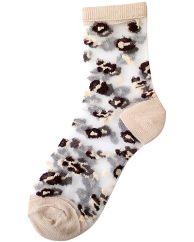 HIGH HEEL JUNGLE by KATHRYN EISMAN Neutrals Leopard Print Sheer Sock - Natural