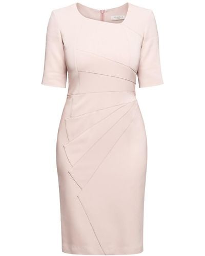 Rumour London Amelie Fitted Knee Length Dress With Asymmetrical Neckline In Powder Pink