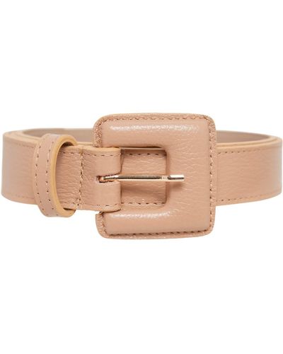 BeltBe Neutrals Mini Square Narrow Leather Belt - Brown