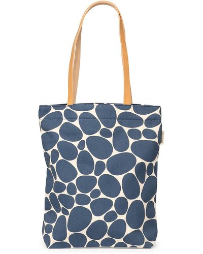 Gyllstad Stenar Tote Bag With Leather Handles - Blue