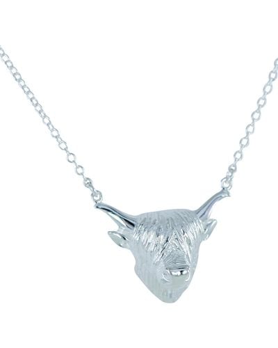 Reeves & Reeves Sterling Highland Cow Necklace - Blue
