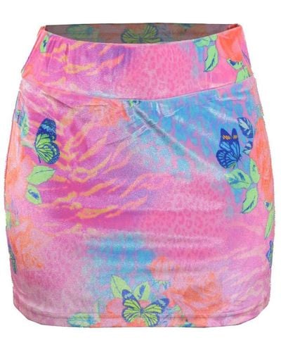 Elsie & Fred Death Valley Velour Tube Skirt In Animal Print - Pink