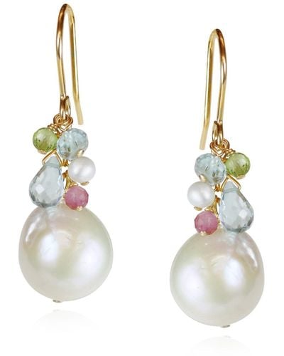 MOUNIR LONDON Baroque Pearl Gemstone Earrings. - Metallic