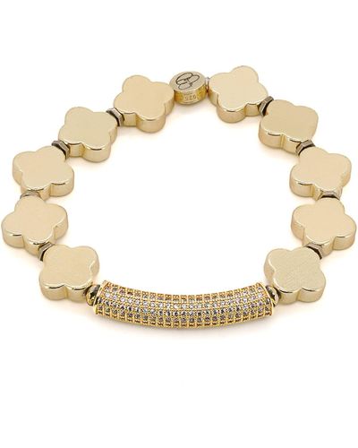 Ebru Jewelry Diamond And Clover Bracelet - Metallic
