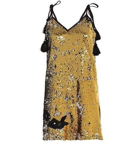 Style Junkiie Gold & Silver Sequin Mini Dress - Yellow