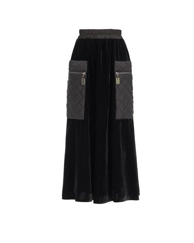 Julia Allert Trapeze Skirt With Patch Pockets Velvet - Black