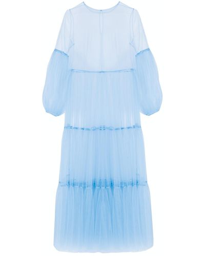 Helene Galwas Alena Maxi Tulle Dress Light - Blue