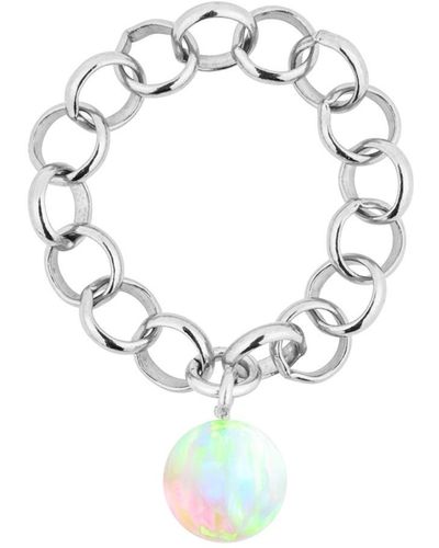 Ora Pearls Aelia Sea Opal Chain Ring - Metallic
