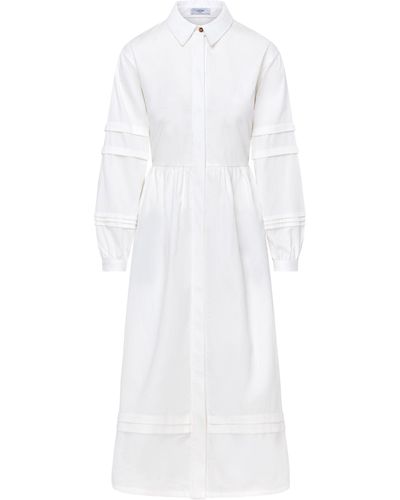 Loom London Isla Pleat Detail Shirt Dress - White