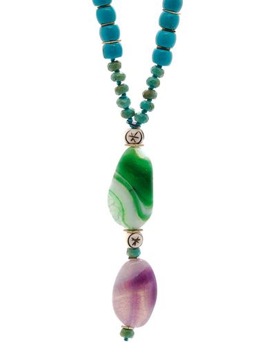 Ebru Jewelry Turquoise Gemstone Beaded Long Necklace - Green