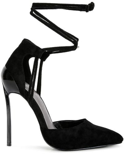 Rag & Co Rule Breaker Lace Up Stiletto Sandals - Black