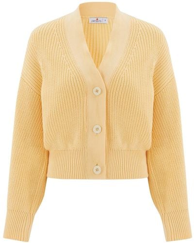 Peraluna Thessaloniki Knit V-neck Crop Cardigan - Yellow