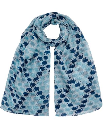 Antra Designs Hues Elephfun Parade Silk Sarong Scarve - Blue