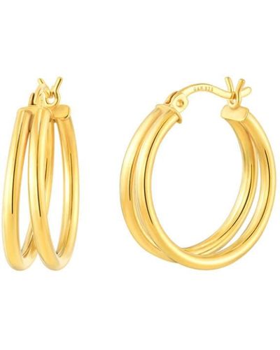 Gold & Honey Double Hoop Earrings - Metallic