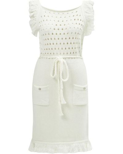 Peraluna Miyoki Mini Knitted Tasseled Dress In Off - White