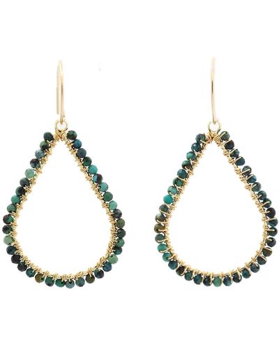 Gosia Orlowska "chiyo" Turquoise Beaded Drop Earrings / Big - Metallic