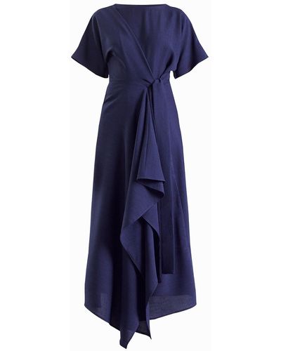 Meem Label Baxter Navy Wrap Dress - Blue