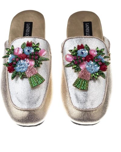 Laines London Classic Mules With Double Flower Bouquet Brooches - Multicolour
