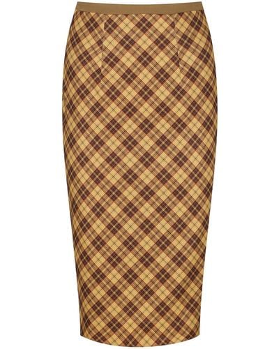 Conquista Print Fitted Midi Skirt With Zip - Natural