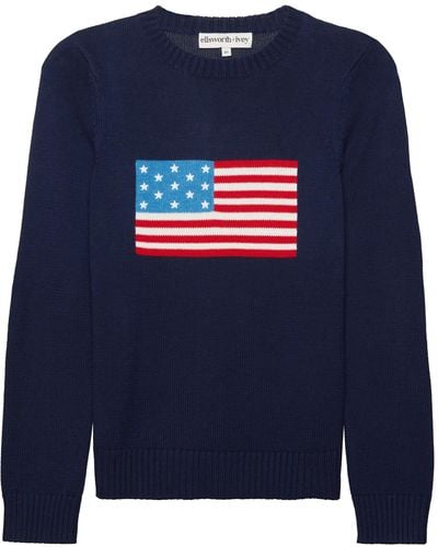Ellsworth & Ivey Women's American Flag Sweater - Blue