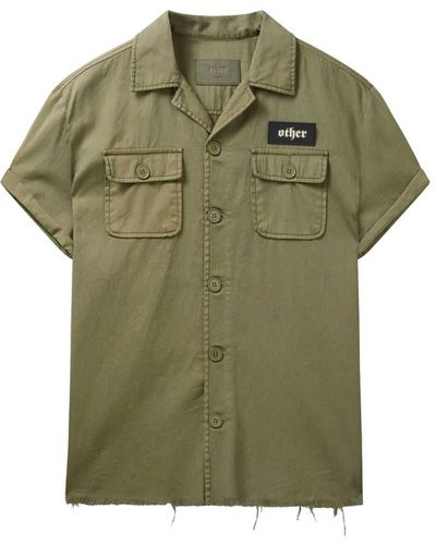 Other Short Sleeve Skull & Crossbones Military Shirt - Green
