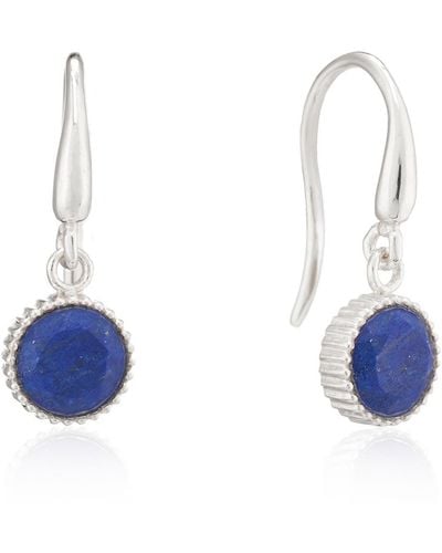 Auree Barcelona Silver September Lapis Lazuli Birthstone Hook Earrings - Blue