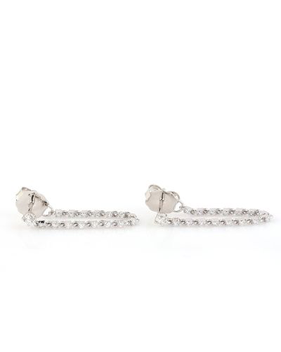 Artisan 14k Gold In Prong Diamond Chain Ear Thread Earrings Handmade Jewellery - White
