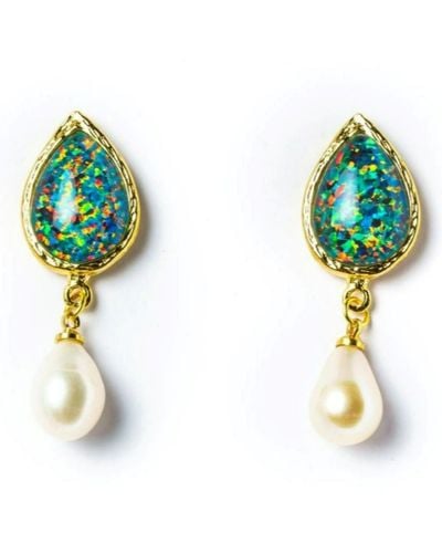 EUNOIA Jewels The Santa Rita Earrings Opal Freashwater Pearl -green, Pink, Blue