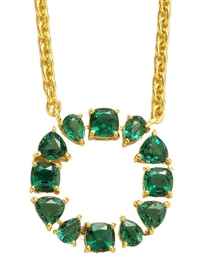 Juvetti Glorie Necklace In Emerald Set In Gold - Green