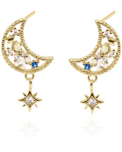 Luna Charles Fleur Moon Earrings - Metallic