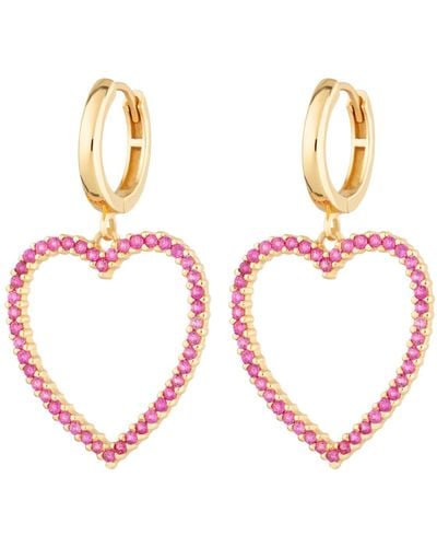 Scream Pretty Pink Open Heart Hoop Earrings - Metallic