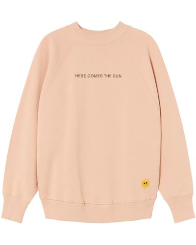 Thinking Mu Pink Here Comes The Sun Sweatshirt - Natural