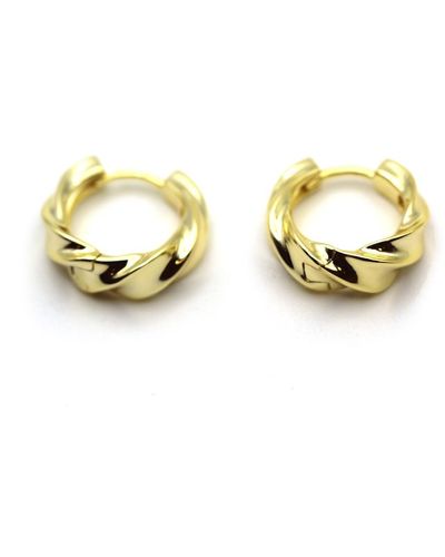 VicStoneNYC Fine Jewelry Handmade Twist Hoop Earrings - Metallic