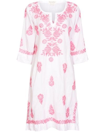 NoLoGo-chic Harriet Dress With Pink Hand Embroidery