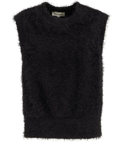 Julia Allert Oversized Crew Neck Knit Vest - Black