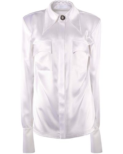 Vestiaire d'un Oiseau Libre Silver Button Silk Shirt - White