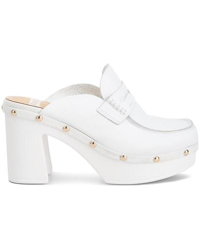 Rag & Co Lyrac Recycled Leather Platform Clogs In - White