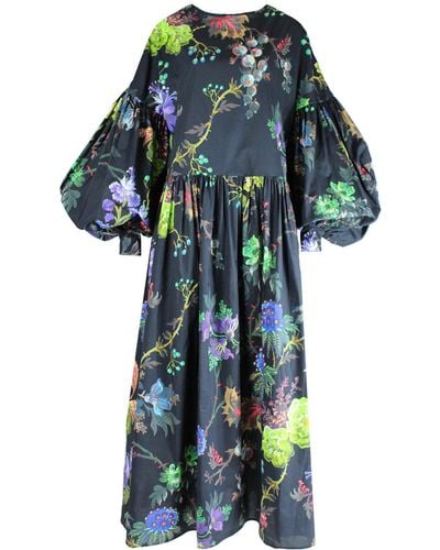 Klements Dusk Dress In Witch Flower Print - Blue