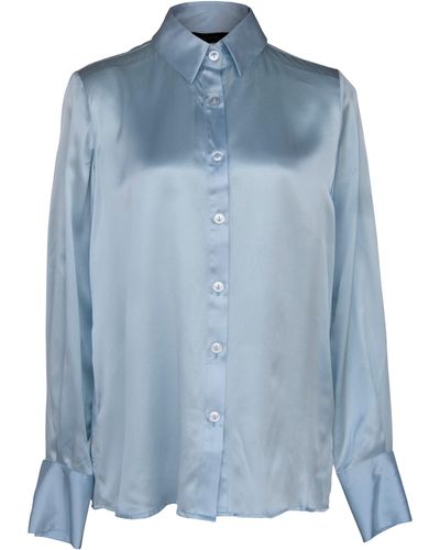 Le Réussi Classy Silk Shirt In - Blue