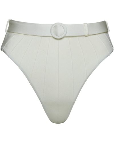 Noire Swimwear Pearl Coquillage High Waist Bikini Bottom - White