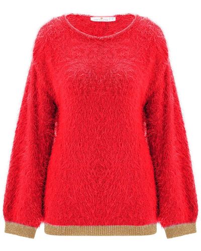 Peraluna De Ville Fluffy Pullover Glitter Sweater - Red