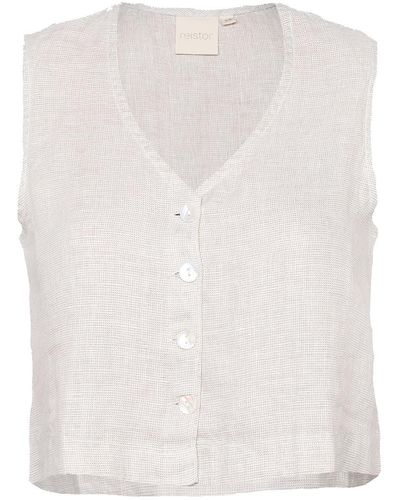 REISTOR Cropped Vest Ecru Shirt - White